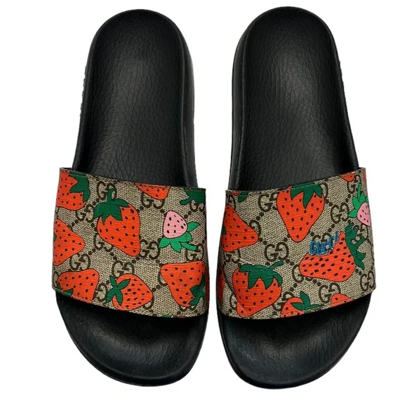 Gucci Black and Brown Strawberry Sandals - Picture 3 of 14